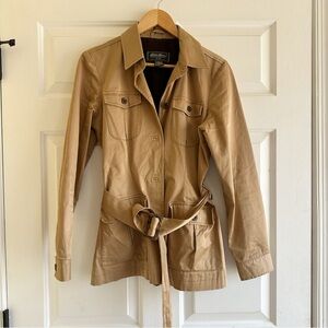 Eddie Bauer Barn Utility Jacket Women’s Small Tan Cotton Stretch Minimalist